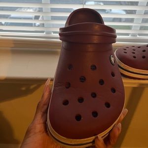 Burgundy crocs